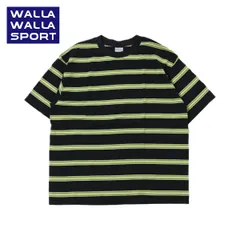 WALLA WALLA SPORT ワラワラスポーツ Tシャツ メンズ 半袖 S/S STRIPE TEE ショートスリーブ ストライプTシャツ 春夏 ボーダー カジュアル コットン WW040064 BLACK/GREENのサムネイル