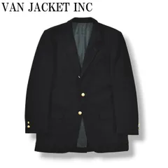 【希少】 70s ヴァン ヂャケット VAN JACKET INC THE BLAZER MAN 段返り3B ウール フランネル ブレザー 金ボタン テーラードジャケット トラッド アイビー 秋冬 95 ブラック メンズのサムネイル
