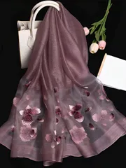 アクセサリー レディース スカーフ 真綿シルク製スキニー軽量スカーフ、春夏秋に最適、杭州刺繍の手刺繍が優美、母や女性に贈る手作りのギフト、エレガントなバンダナ、髪ベンド、ヘッドバンド、より魅力的なルックを演出します