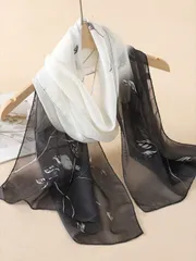 アクセサリー レディース スカーフ 1個 レトロフラワープリント軽量通気性スカーフヘアバンド、エレガントなファッションアクセサリー デイリーウェア用