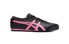 신품 미사용 Onitsuka Tiger MEXICO 66 블랙 × 핑크 로우 컷 스니커 남녀 겸용
