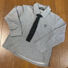 COMME CA ISM 長袖ポロシャツ ネクタイ付き　グレー 110サイズ