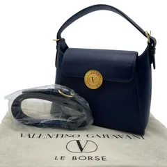 希少 美品 VALENTINO GARAVANI ヴァレンティノ ガラヴァーニ 2way ハンドバッグ ショルダーバッグ ロゴ ネイビー 金具 保存袋付き レディースのサムネイル