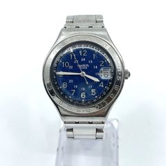 動作未確認 Swatch 青文字盤 メンズ ブルーベルト 裏スケ - メルカリ