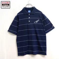 80s USA製 vintage Champion ボーダー柄 半袖ポロシャツ メンズ 表記Mサイズ