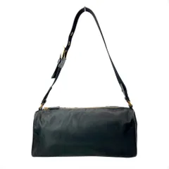プラダ PRADA ロゴ ショルダーバッグ ナイロン ブラック ワンショルダー【中古】