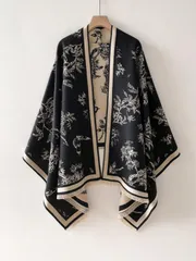 アクセサリー レディース スカーフ 1個 女性用両面 模造カシミア フローラルジャカード 暖かいマフラー/ショール、デイリーウェアに適し、秋冬のドレスに