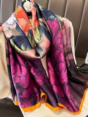 アクセサリー レディース スカーフ 1枚 花柄シルクロングスカーフ、ドレス用ファッションアクセサリー