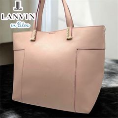 新品 LANVIN ランバンオンブルー りぼん パール 白トート 大容量 
