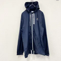 Reebok　リーボック　ウインドブレーカー　フルジップジャケット　デカロゴ　紺　ネイビー　Oサイズ　古着【値引き交渉OK！】