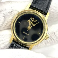 動作未確認 Royal Direct クォーツ腕時計 黒文字盤 レディース ゴールドケース レザーベルトのサムネイル