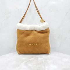 CHANEL22 スモール キルティングレザーショルダーバッグ ベージュ