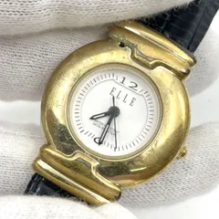 動作未確認　ELLE PARIS　エル　クォーツ腕時計　レディース　白文字盤　ゴールドケースのサムネイル