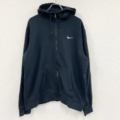 NIKE　ナイキ　フルジップスウェットパーカー/フーディー　ハイネック　スウッシュ　黒　ブラック　2XLサイズ　古着【値引き交渉OK！】
