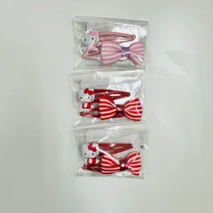 新品 3袋セットサンリオ ハローキティ キティちゃん キッズ ヘアピン ヘアクリップ リボン 髪留め 子供 女の子 ピンク レッド