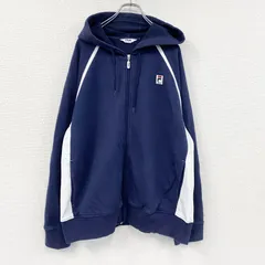 FILA　フィラ　フルジップスウェットパーカー/フーディー　紺　ネイビー　XLサイズ　古着【値引き交渉OK！】
