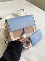バッグ レディース ショルダーバッグ ファッショナブルな女性用ハンドバッグ、多用途な新しいクロスボディバッグ、カジュアルなカラーブロックデザイン、小さな四角いバッグ、幅広いストラップ、パーティー、デート、学校、アウ