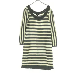 GAP ギャップ バイカラー ボーダー柄 長袖 ニット 膝丈ワンピース L グレー系 レディース 古着