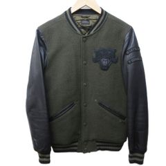 디젤 DIESEL 스타장 스타디움 점퍼 블루존 소매 고트 가죽 전환 타이거 로고 패치 S 카키 그린 블랙 계 0105