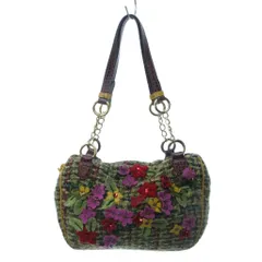 エトロ ETRO ツイード フローラル アップリケ ハンドバック トートバッグ フラワービジュー チェーンショルダー マルチカラー 18114-7006 1224