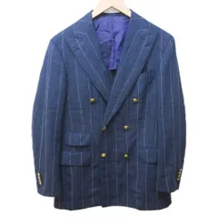 ブリッラ ペル イル グスト Brilla per il gusto F.LLI CERRUTI 生地 テーラードジャケット ブレザー ウール 金ボタン ダブル 背抜き 48 約M 青 ブルー 系 IBO87 0113のサムネイル