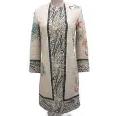 エトロ ETRO ノーカラーコート ロング丈 比翼 ペイズリー柄 総柄 38 ベージュ マルチカラー 131-17506-4540 IBO89のサムネイル