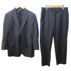アルマーニ コレツィオーニ ARMANI COLLEZIONI セットアップ スーツ ストライプ ウール テーラードジャケット 背抜き 2B パンツ 50 約L 灰 グレー 系 IBO87 0317