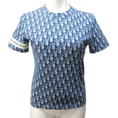 クリスチャンディオール Christian Dior トロッター Tシャツ カットソー チビT ロゴ柄 総柄 ライン 半袖 36 約S 青 灰 ブルー グレー 系 ■MNK1 1004のサムネイル