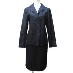 ジルサンダー JIL SANDER セットアップ スカートスーツ シルク テーラードジャケット 2B ひざ丈 38 約M 紺 ネイビー IBO89 0301のサムネイル