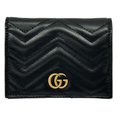 美品✨グッチ 2つ折り財布 キルティング GGマーモント ブラック レザー