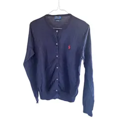 POLO RALPH LAUREN ポロ ラルフローレン ロゴ 刺繍 PIMA COTTON ピーマコットン カーディガン 長袖 トップス ネイビー Mサイズ M-23