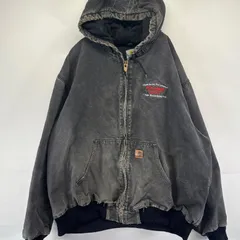 古着 カーハート Carhartt ダック ジャケット フルジップ アクティブジャケット ワーク パーカー 企業ロゴ 3XL  グレー系 メンズ