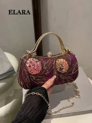 バッグ レディース ドレスバッグ 花柄 スパンコール パッチワーク クラッチバッグ、洗練されたハードウェア エレガントなイブニングバッグ パーティー、バケーション、フォーマルドレス、ショルダーバッグ、クロスボディバ