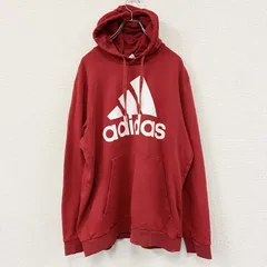 adidas　アディダス　スウェットパーカー/フーディー　パフォーマンスロゴ　デカロゴ　赤　レッド　XLサイズ　古着【値引き交渉OK！】