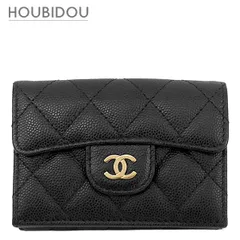 シャネル CHANEL 三つ折り財布 マトラッセ コンパクトウォレット キャビアスキン ブラック ゴールド金具 ココマーク ミニ財布  AP0230 31****** 【箱】【中古】