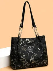 バッグ レディース トートバッグ レディース蝶刺繍ナイロンコンポジットショルダートートバッグ、ショッピングや旅行に大容量、トレンディーな蝶バッグ