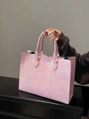 バッグ レディース トートバッグ クロコダイル テクスチャ 大容量ジップハンドバッグ、日常用、ビジネス出張、旅行、アウトドア、自宅、ドーム、ユニセックス 学生ショッピングトートバッグ適用