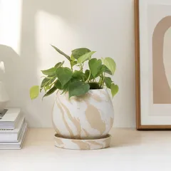 マーブル フラワーポット 植木鉢。