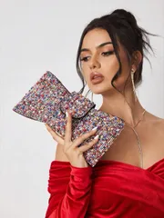 バッグ レディース クラッチバッグ レディース 婦人 イブニングバッグ クラッチバッグ クロスボディバッグ ファッショナブル エレガント シンプル パーソナライズ 多機能 クラシック カラフルな真珠 リボン付き カ