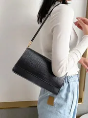 バッグ レディース ショルダーバッグ クロコダイル型押しフラップショルダーバッグ