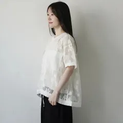LAITERIE (レイトリー) | メッシュフラワーレース ポケットブラウス (off/black) | トップス ブラウス レースのサムネイル