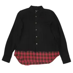 ブラックコムデギャルソンBLACK COMME des GARCONS 染めコットンヘムチェックシャツ 黒他Sのサムネイル