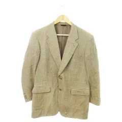 ヒロココシノ HIROKO KOSHINO HOMME テーラードジャケット 背抜き ノーベント 2B リネン混 麻 総柄 93 M 茶 ブラウン /MN14 ■GY22のサムネイル
