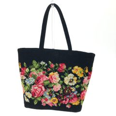 フェイラー 花柄シェニールトートバッグ ブラック 上品 Lサイズ A4 