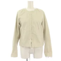 パドカレ pas de calais シープレザージャケット ノーカラージャケット カットオフ 38 白 ホワイト /HNのサムネイル