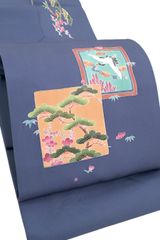 帯8504 ○友禅作家 千地泰弘 正絹 落款 スリーシーズン 六通 袋帯 辻ヶ