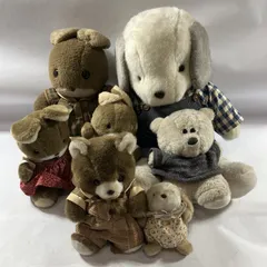 ★ 昭和レトロ 当時物 ぬいぐるみ 7点 まとめ商品 ファースト サンアロー 三英 うさぎ クマ いぬ など 現状品 2.0kg