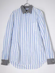COMME des GARCONS HOMME DEUXコムデギャルソンオムドゥ 製品洗い加工 ウール切替クレリックストライプ長袖シャツ【XS】【MSHA71418】のサムネイル