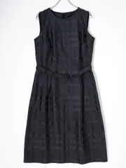 BURBERRY LONDONバーバリー ロンドン レザーベルト付 シルク混シャドーチェック ノースリーブドレスワンピース【38】【LOPA79278】のサムネイル