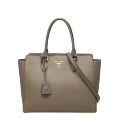 PRADA グレー サフィアーノレザーバック - メルカリ